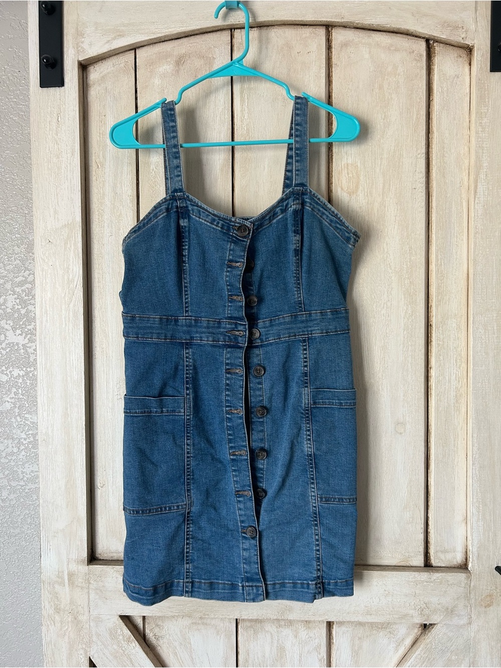 Aeropostale Denim Button-Up Dress - Light Blue